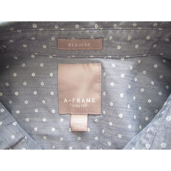 Men's A-Frame Regular Cotton Button Up Polka Dot Long Sleeve Shirt Sz L (MT195) - Picture 6 of 8